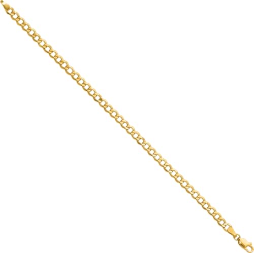 IceCarats 14K Yellow Gold 4.3mm Thick Curb Chain Link Bracelet, Polished