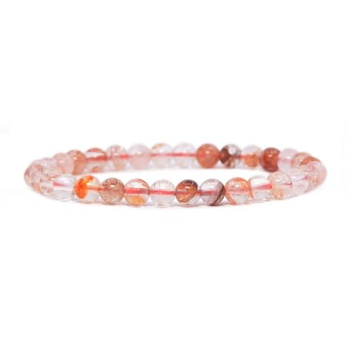 Justinstones Gem Semi Precious Gemstone 6mm Round Beads Stretch Bracelet 6.5 Inch - color: Angel Amphibole Phantom Quartz