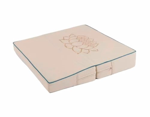Large and Meditation Cushion,Square Handcrafted Meditation Mat,Portable Foldable Floor Cushion Outdoor Coconut Fibre Linen Yoga Cushion(Size:60x60cm(24x24inch),Color:Off White) - color: Off White, size: 60x60cm(24x24inch)