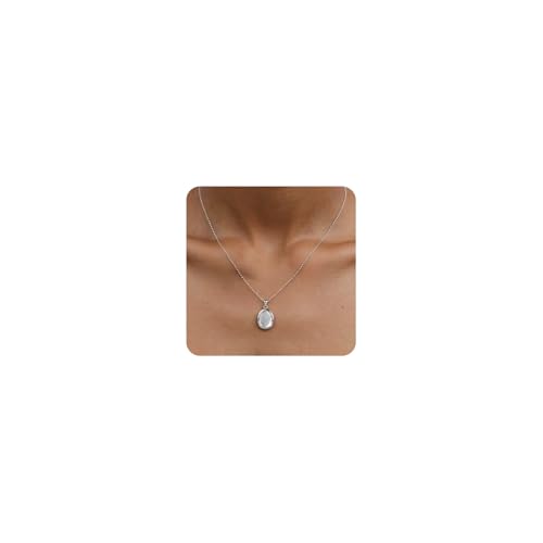 B BBPM Worry Stone Necklace Silver Necklace for Women Fidget Jewelry Anxiety Relief Peaceful Thumb Pendant Necklace Meditation Relaxation Stress Relief Gift for Women