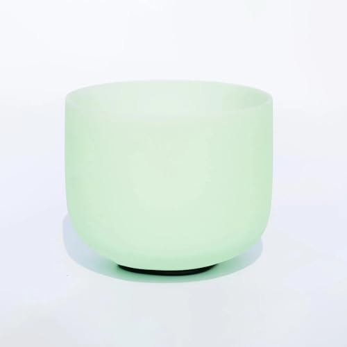 Hye-eun 432hz Crystal Singing Bowls Set,8-12inch Mint Green Sound Bath Bowl 8"A 10"F 12"C,Spiritual Mindfulness Sound Bowls with Beige Carry Case