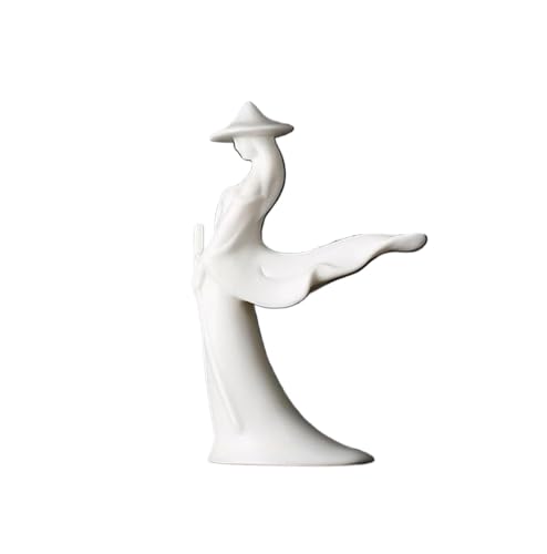 Room Decor White Jade Ceramics Zen Meditation Buddhism Minimalist Statue Figurine Sculptures Home(Swordswoman) - color: Swordswoman