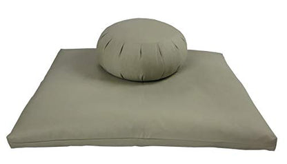 Buckwheat Zafu, Zabuton and Support Meditation Cushion Set (3pc), Sand - color: Sand