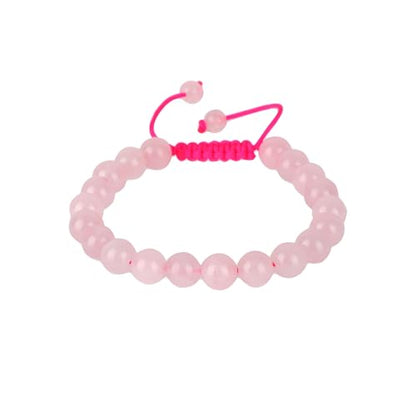 AD Beads Unisex 8mm Gemstone Bracelets Healing Macrame Adjustable 7-9 Inches || wear this healing natural gemstone bracelet help to erase your pain and fear || recover your energy||| - color: Rose Quartz