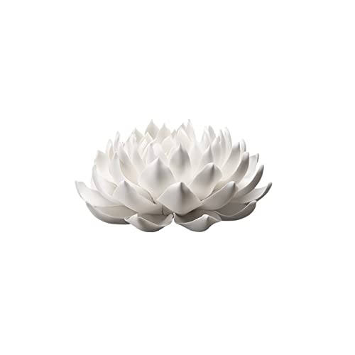 Table Desktop Decor Plant Statue Ornaments White Lotus Ceramic Sculpture Decorations Villa Study Tea Room Decorative Crafts Home Desktop Decors Statue Ornament (Size : L) - size: Large