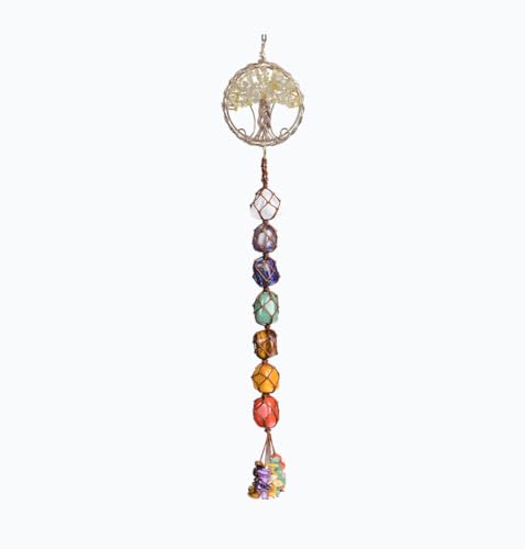Anjiucc Handmade Crystal Window Car Hanging Ornaments 7 Chakra Home Ornament Yoga Meditation Car Decoration（A-Style 15） - color: A-style 15