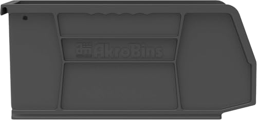 Akro-Mils 30230 AkroBins Plastic Storage Bins, Space-Saving Stackable Bins for Garage, Pantry, Craft Organization, 11" x 5" x 5", Black, 12-Pack - color: Black