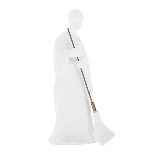Ceramic Monk Figurine Desktop Decor Chinese Style White Porcelain Zen Ornament for Home Office Meditation Table Display