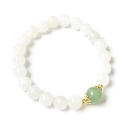 Beaded Bracelets for Women,Stretch Healing Crystal Bracelet Natural Stone Gemstone Jewelry Gifts - color: Style A-White Jade&Green Aventurine
