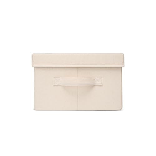 Foldable Storage Bins with Lids Cotton Canvas Rectangular Storage Box Ideal for Organization Lightweight and Durable (S) - size: ‎13.77x 11.02 x 7.08"