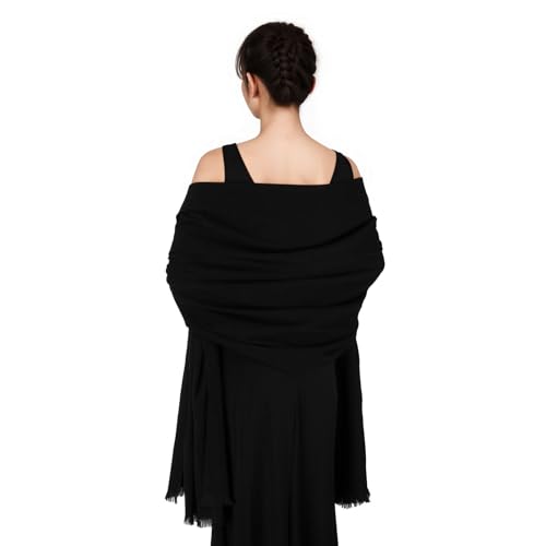Pashmina shawls and wraps for Evening Dresses Scarf for Women Winter Shawl Wraps for Women Weedings - color: Black