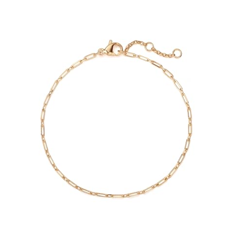 BENEIGE Gold Bracelets for Women 14k Gold Paperclip Bracelets Binding Bracelet, Adjustable Bracelets for Women Dainty Handmade Link Bracelet - color: long cuff