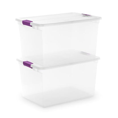 Sterilite 18-Pack 66 Quart ClearView Latch Box, Stackable Organizer Bins with Latching Lids - Clear Plastic Organization Containers for Closet, Bedroom, Shelving Units and Everyday Home Storage - size: 18 Pack, style: 66 Quart