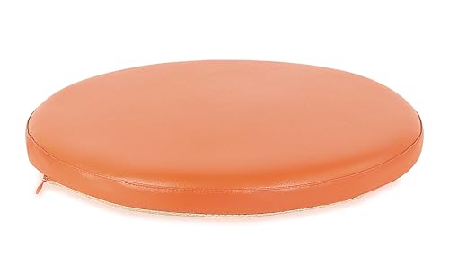 Sigmat PU Leather Round Chair Cushion Memory Foam Waterproof Round Stool Cushion for Kitchen Stool, Living Room Chiar, Office Chair, Car or Floor Pillow (12 Inch, Orange) - color: Orange, size: 12 Inch