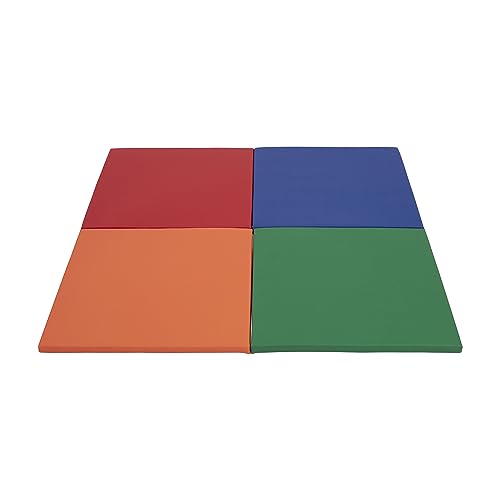 ECR4Kids SoftZone Play Patch Activity Mat Squares, Modular Playmat, Assorted, 4-Pack - color: Assorted