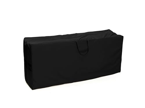 Covermates Cushion Storage Bag – Heavy Duty Vinyl with Polyester Lining, Water Resistant Zipper, Ventilated Patio Cushion Organizer with Handles, 48Wx 16D x 22H, Black - color: Classic Black Vinyl, size: 48Wx 16D x 22H