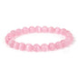 Justinstones Gem Semi Precious Gemstone 8mm Round Beads Stretch Bracelet 7 Inch Unisex - color: Synthetic Pink Cat's Eye Glass
