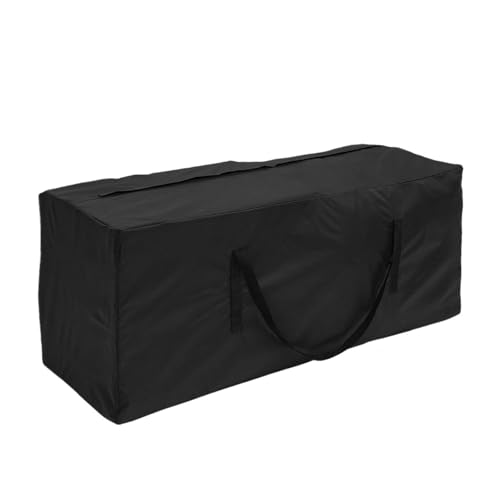 Heavy Duty Cushion Storage Bag Large Capacity Furniture Protective Cover Outdoor Garden Waterproof - color: Black, size: 116x47x51cm