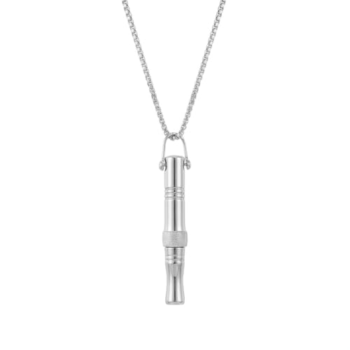 Breathing Easy Necklace, Mindfulness Breathing Stainless Steel Pendant for Stress Relief, Anxiety Management & Smoking Cessation Aid, Intricate Engraving for Men Women - color: Cylindrical Rotating Fidget Ring-Sliver