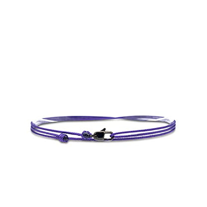 Made by Nami Nautical Rope Bracelet for Men Waterproof & Adjustable Wrap String Bracelets with Snap Hook Gift for Him - color: Purple Black