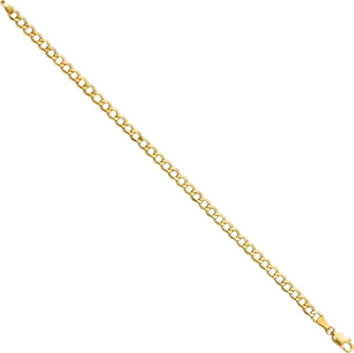 IceCarats 14K Yellow Gold 4.3mm Thick Curb Chain Link Bracelet, Polished