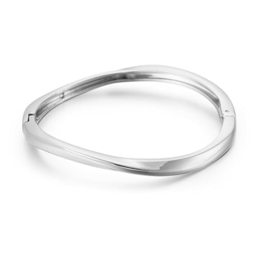 Minimalist Gold Bangle Bracelet, Polished Cuff Bracelets Stackable Birthday Gift for Women - color: Silver 1