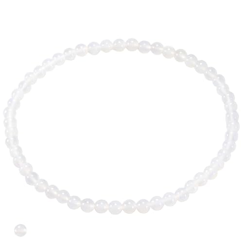 14in Agate Wrap Bracelet for Women Men Natural Round Beaded Agates Stone Healing Stretch Bracelets Elastic Handmade Polished Gemstone Beads Bracelet - color: White, size: 8mm Beads