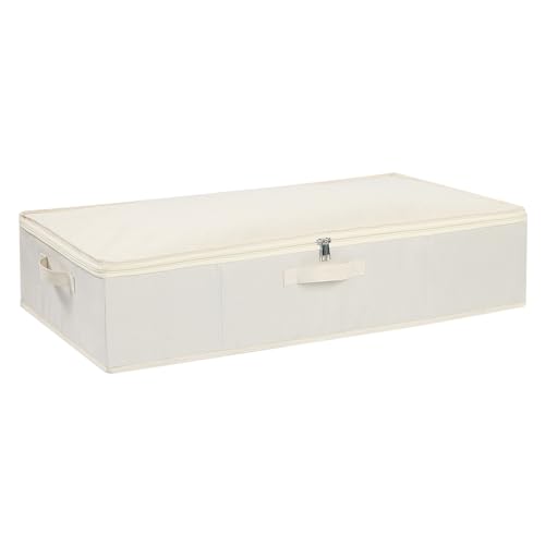 Under Bed Storage Container, Clothes Organizer with Handles, Foldable Storage Bin With Lid, Beige, 1 Pack, 23.6 x 11.8 x 5.9 Inch - color: Beige, size: 23.6x11.8x5.9in(1-Pack)