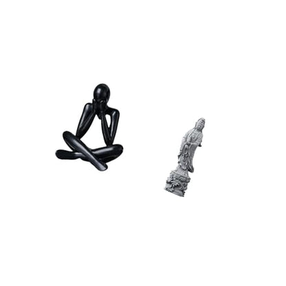 Baoblaze Abstract Figure Sculpture Decorative Figurine Collectible Desktop Ornament Modern Statue for Living Room Bookshelf Home Decor Guan Yin Statue Stone Or