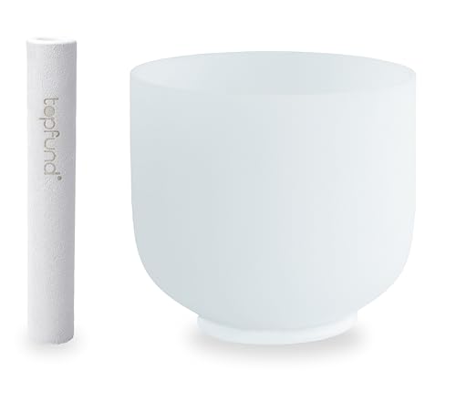 TOPFUND 8 inch F Note Crystal Singing Bowl Heart Chakra with Suede Mallet - color: F Note+Box, size: 8 inch