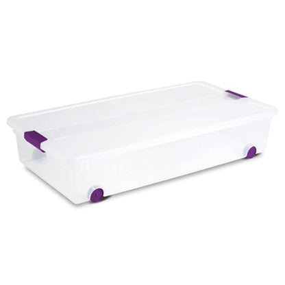 Sterilite 12-Pack ClearView Latch Box, Wheeled Underbed Organizer Bins for Home, 60 Quart - size: 12 Pack, style: 60 Quart