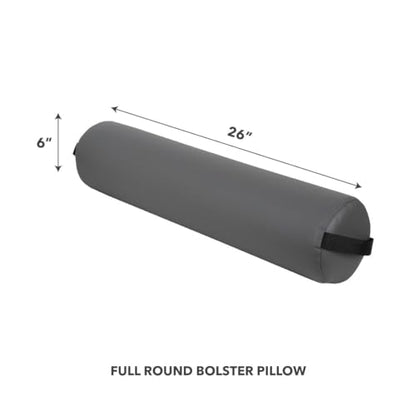 ForPro Full Round Bolster Pillow, Cool Grey, Oil and Stain-Resistant, for Massage and Yoga, 6” R x 26” L - color: Cool Grey