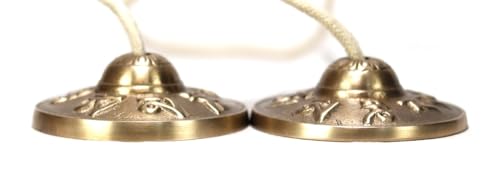 Tibetan Manjeera Tingsha Meditation Bell, Chime Bells, Cymbals, Buddhist Meditation, Yoga Bell Chimes small, auspicious symbol (Manjeera-05) - size: Manjeera-05