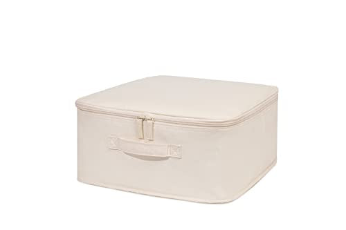 Decorative Basket Rectangular Fabric Storage Bin Organizer Basket with Handles for Clothes Storage (13.7 x 13.7 x 6.29, Beige) - size: 13.7 x 13.7 x 6.29''