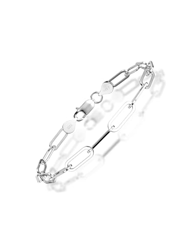 Silver Bracelet for Women 3mm Diamond-Cut Paperclip Chain Bracelet for Men 6.5/7/7.5/8/8.5/9 Inch - color: 5mm Silver, size: 7 Inch