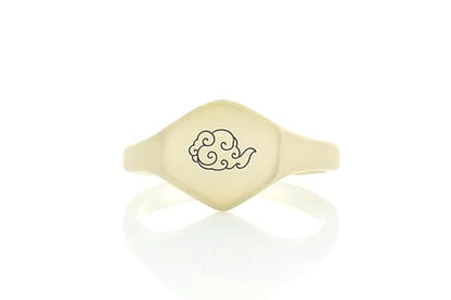 Clouds Zen Ring - 14k Gold Cloud Jewelry - Hexagon Design - Meditation Piece