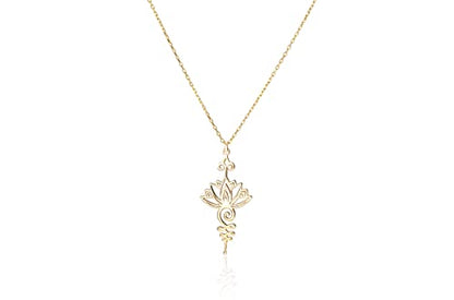 Lotus Unalome Necklace - 925 Sterling Silver Lotus Flower Unalome Necklace - Yoga Jewelry - Chakra Necklace - Spiritual Symbol Charm - size: 18 Inches