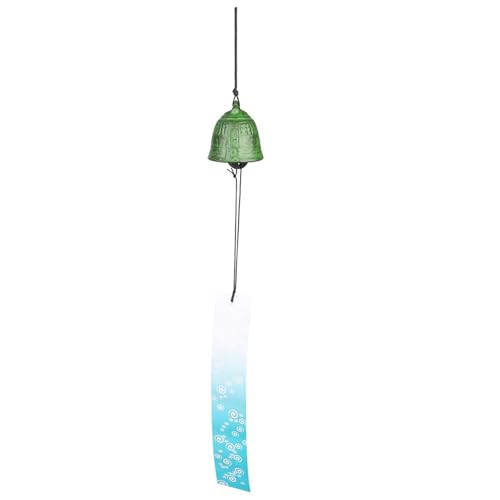 AUNMAS Wind Chimes for Outside, Japanese Cast Iron Wind Chime Zen Buddhist Temple Bell Design with Soothing Meditation Sound Unique Balcony Wnd Bell for Home Garden Decor(Green)