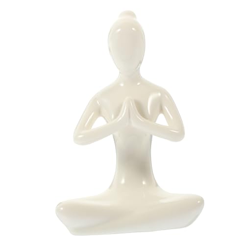 Abstract Ceramic Yoga Sculpture Figurine for Meditation Home Decor Lightweight Porcelain Statue Minimalist Art Ornament for Yoga Lovers and Zen Garden Display