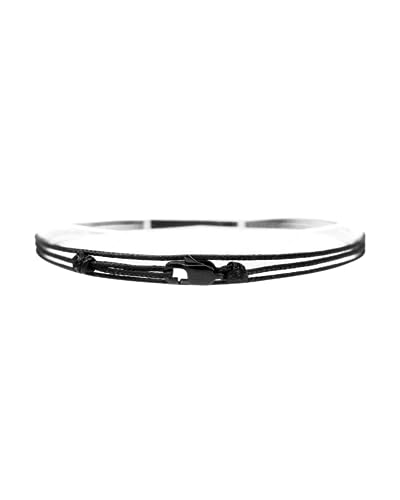 Made by Nami Nautical Rope Bracelet for Men Waterproof & Adjustable Wrap String Bracelets with Snap Hook Gift for Him - color: Black Black