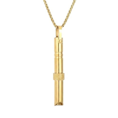 Breathing Easy Necklace, Mindfulness Breathing Stainless Steel Pendant for Stress Relief, Anxiety Management & Smoking Cessation Aid, Intricate Engraving for Men Women - color: Rotating Fidget Ring-Gold