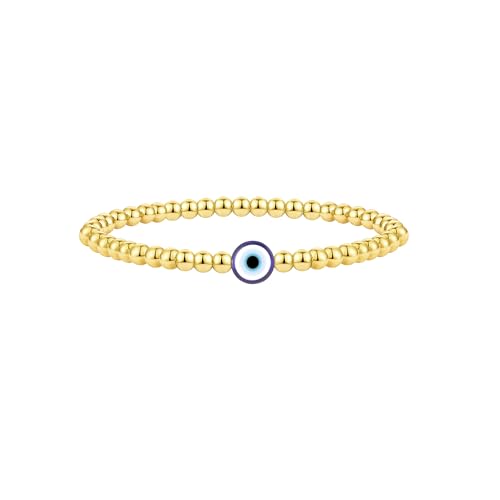 3mm Diamond Classic Tennis Bracelet for Women Dainty, Gold Jesus Cross Bracelets Trendy, 14K Gold Plated Heart/Evil Eye/Pearl/Starfish & Seashell Charm Bracelets for Women Bulk - style: EvilEye-Gold