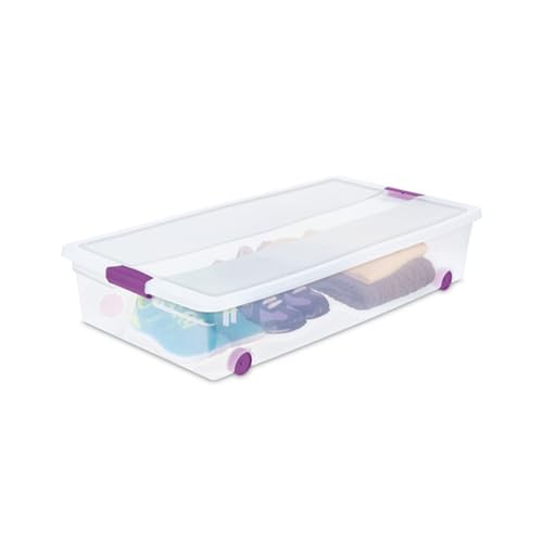 Sterilite 12-Pack ClearView Latch Box, Wheeled Underbed Organizer Bins for Home, 60 Quart - size: 12 Pack, style: 60 Quart