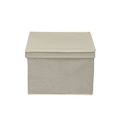 Household Essentials Square KD Storage Box With Lid, Cream Linen - color: Natural