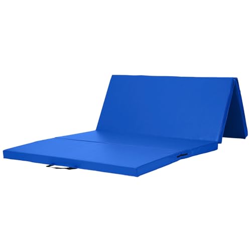 KaRaDaStyle Gymnastics Mat Folding Stretch Mats 71"x39"x2" Exercise Muscle Training Children Play Horizontal Bar Mat Yoga Sports Soundproof Home Use - color: Blue/4-fold