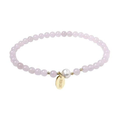 Morchic 4mm Natural Gemstone Beads Stretch Bracelet for Women, With Freshwater Pearls, Energy Gem Birthday Gift for Her 7.2” - color: Rose Quartz