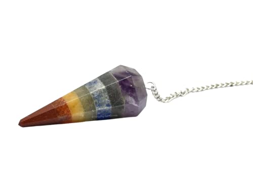 Amazing Gemstone Chakra Crystal Pendulum for Divination - Certified Dowsing Crystals and Healing Stones for Chakra Balancing and Meditation - Enhance Reiki Spiritual Growth with Healing Crystals - color: 7 Chakra (Bonded)