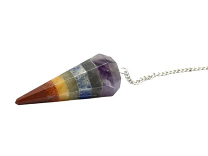 Amazing Gemstone Chakra Crystal Pendulum for Divination - Certified Dowsing Crystals and Healing Stones for Chakra Balancing and Meditation - Enhance Reiki Spiritual Growth with Healing Crystals - color: 7 Chakra (Bonded)