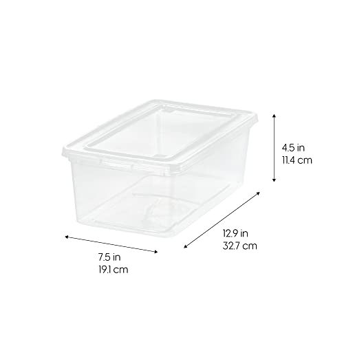 IRIS USA 6-Pack Storage Bins with Lids, 6 Quart - Crystal Clear, Shoe Boxes Stackable Containers Organize Shoes Closet Shelves, Teacher Tools Classroom Organization, Game - BPA-Free Plastic