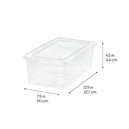 IRIS USA 6-Pack Storage Bins with Lids, 6 Quart - Crystal Clear, Shoe Boxes Stackable Containers Organize Shoes Closet Shelves, Teacher Tools Classroom Organization, Game - BPA-Free Plastic